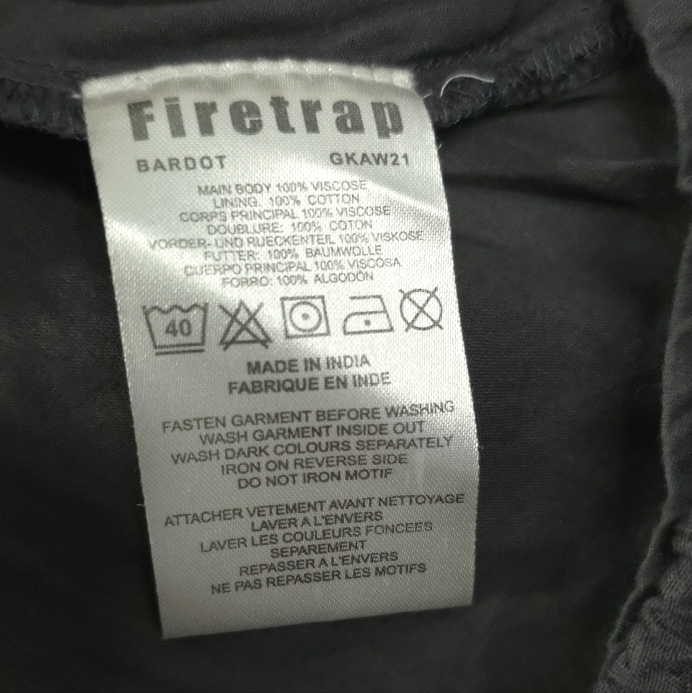 Firetrap Shimmering Charcoal Viscose Bubble Hem Mini Dress - Size S/M - Picture 3 of 8